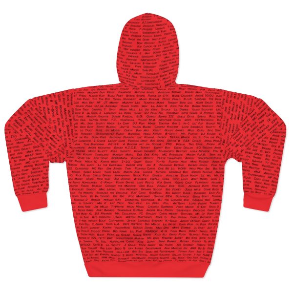 All The Rappers of Hip-Hop Legacy Hoodie Back (Red/Black)