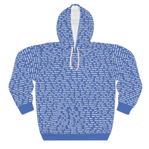 All The Rappers of Hip-Hop Legacy Hoodie Front (Blue/White)