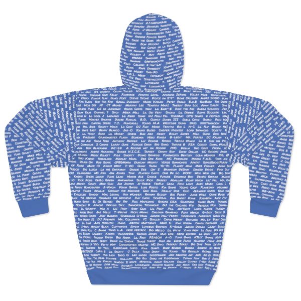 All The Rappers of Hip-Hop Legacy Hoodie Back (Blue/White)
