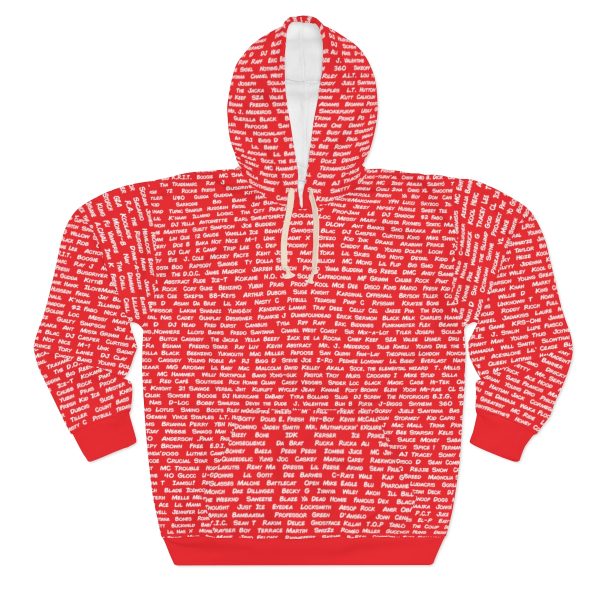All The Rappers of Hip-Hop Legacy Hoodie Front (Red/White)