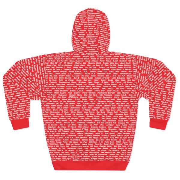 All The Rappers of Hip-Hop Legacy Hoodie Back (Red/White)