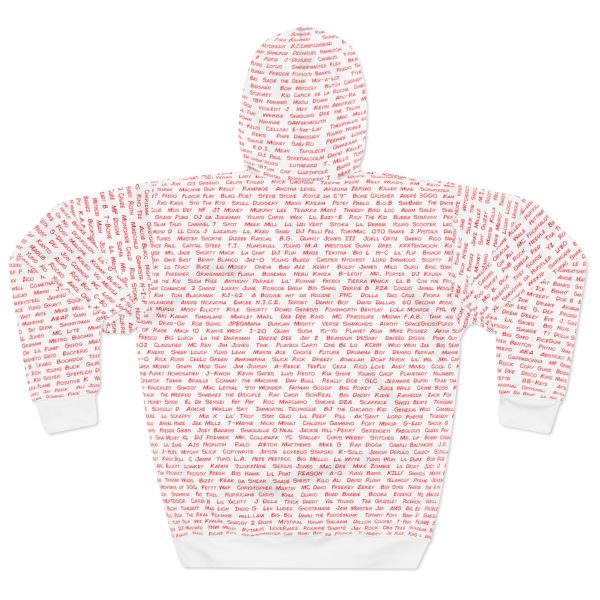 All The Rappers of Hip-Hop Legacy Hoodie Back (White/Red)