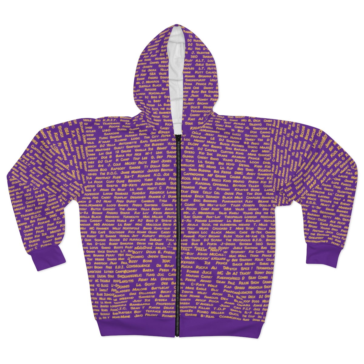 All The Rappers Of Hip-Hop Legacy Zip Hoodie – LA Style (Purple/Gold) | Don&#39;t Even Name It