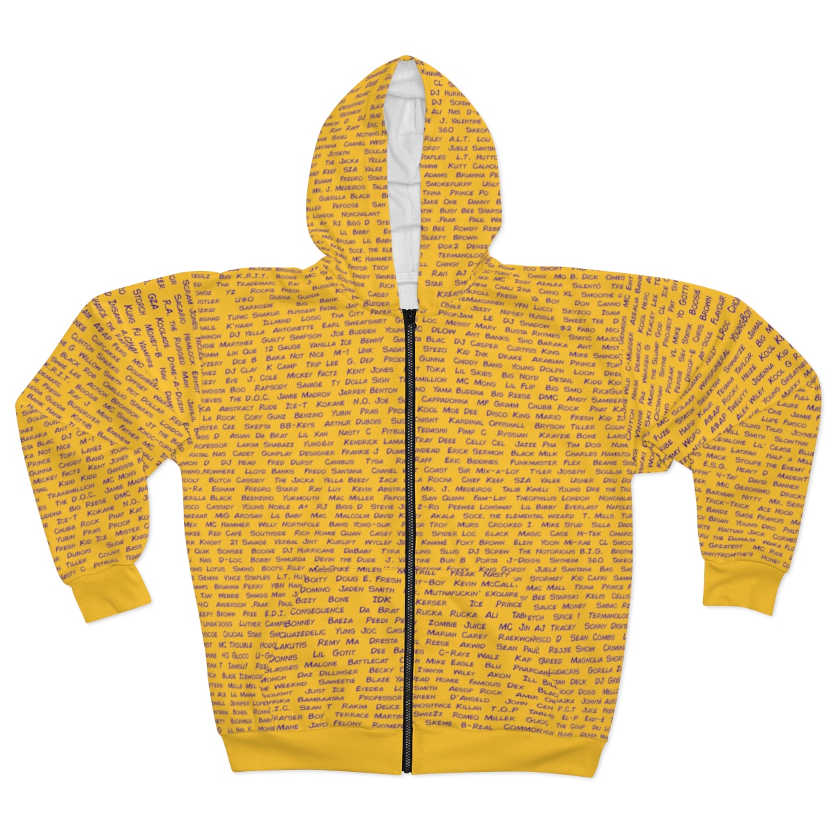 All The Rappers Of Hip-Hop Legacy Zip Hoodie - LA Style (Gold/Purple) | Don&#39;t Even Name It